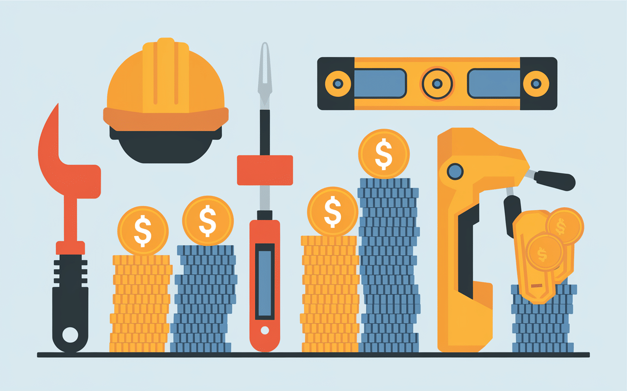 Outils et argent métier du bâtiment le mieux payé