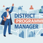Illustration district programme manager sur carte projets