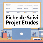 fiche de suivi d'un projet de poursuite d'études illustration bureau organisé