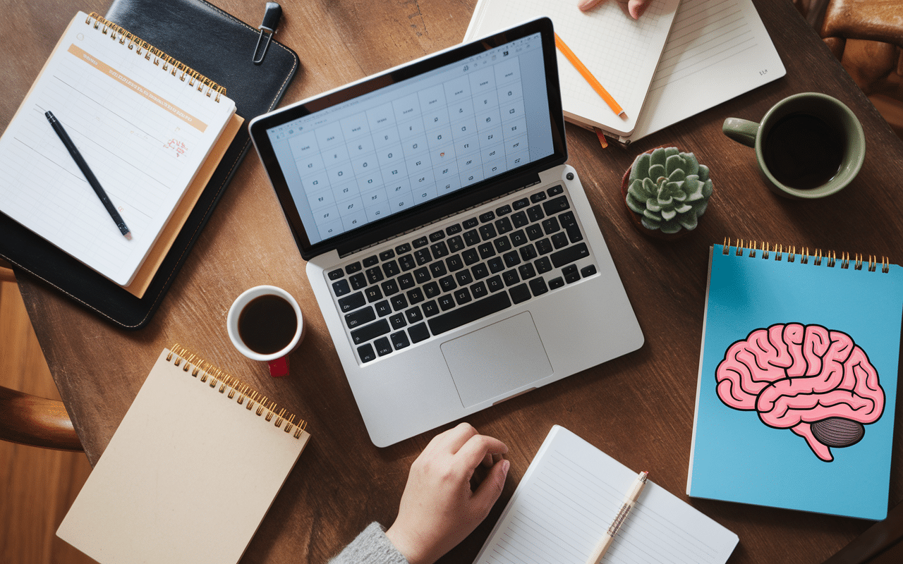 Formation adulte pour devenir psychologue table travail puzzle cerveau