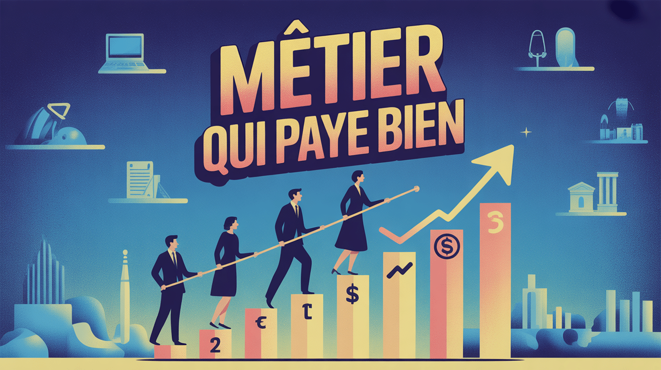 metier qui paye bien silhouettes sur echelle doree et icones secteurs