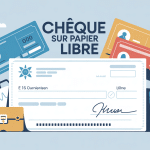 Illustration de cheque sur papier libre en contexte bancaire