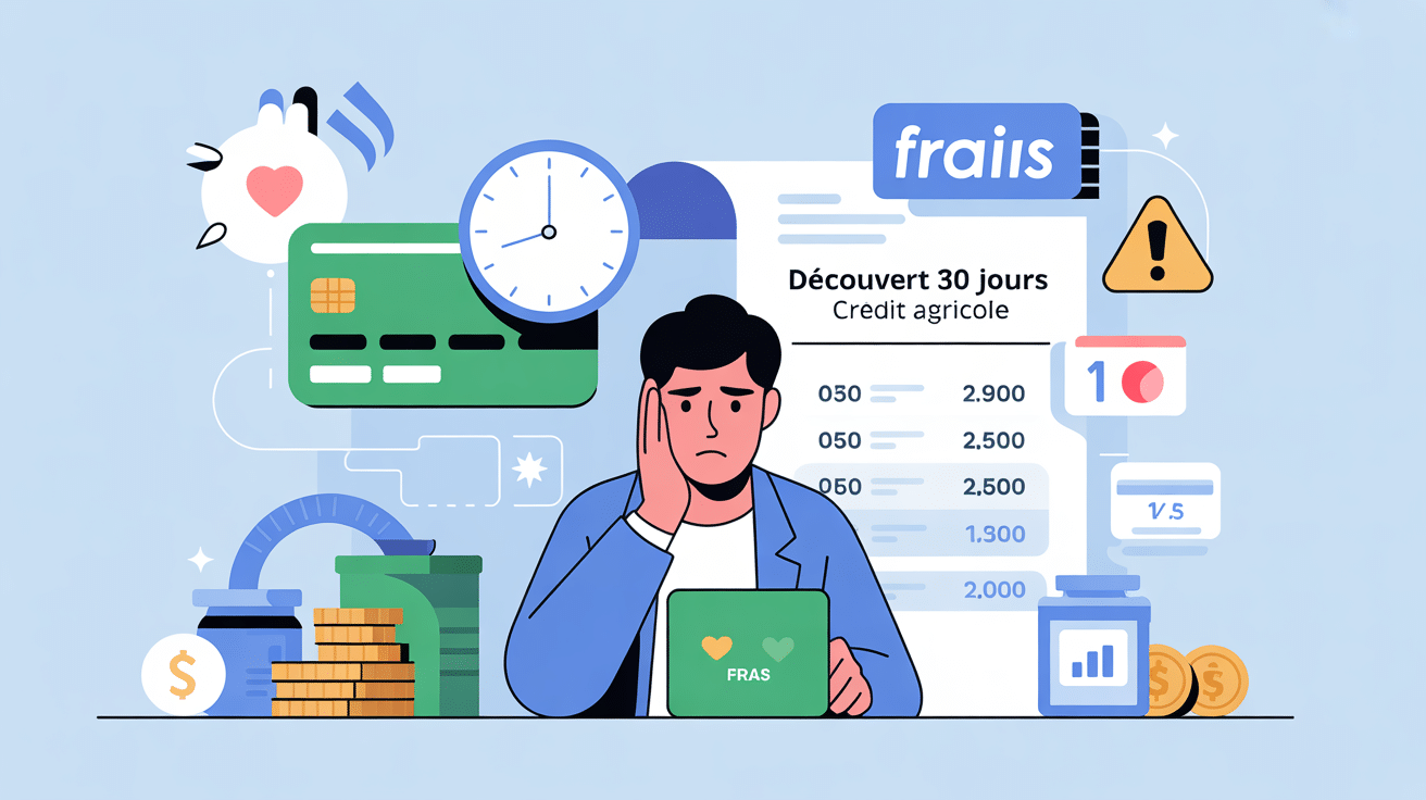 Illustration découvert Crédit Agricole 30 jours client préoccupé