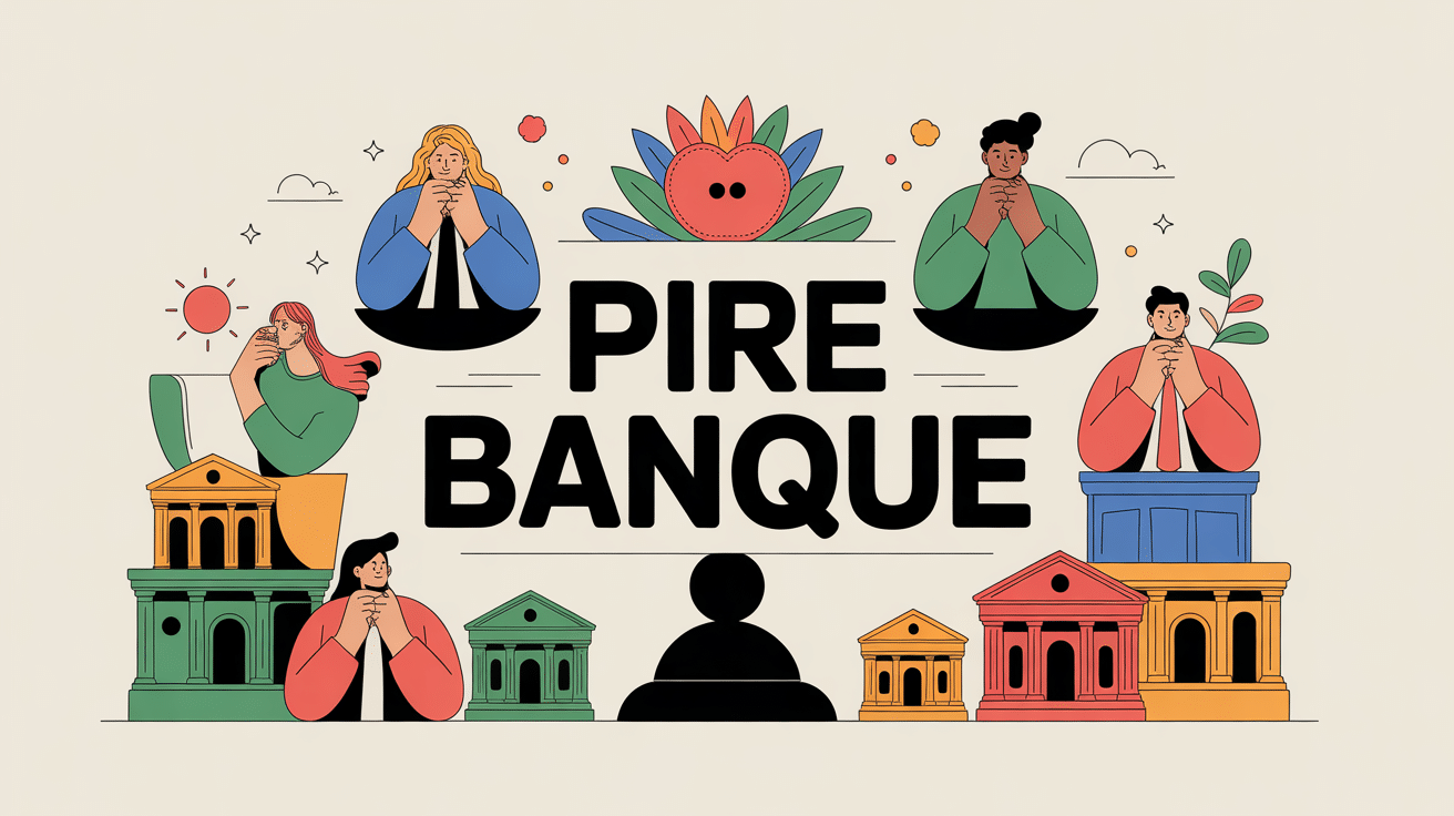 illustration quel est la pire banque, balance et clients réfléchissant