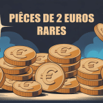 valeurs des pieces de 2 euros rares sur fond doré