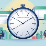 Visuel calcul heure de travail avec horloges, salariés et Excel