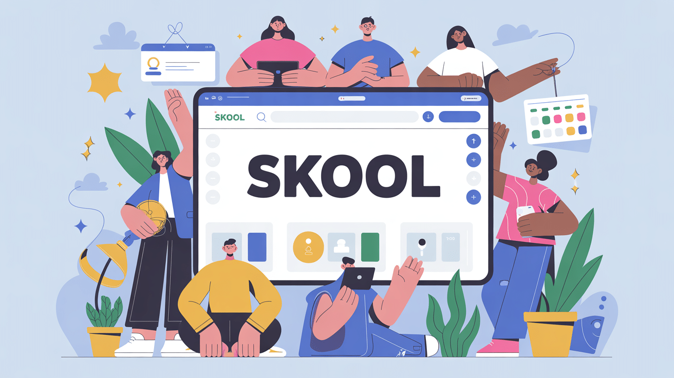 Illustration Skool interface communauté et formation