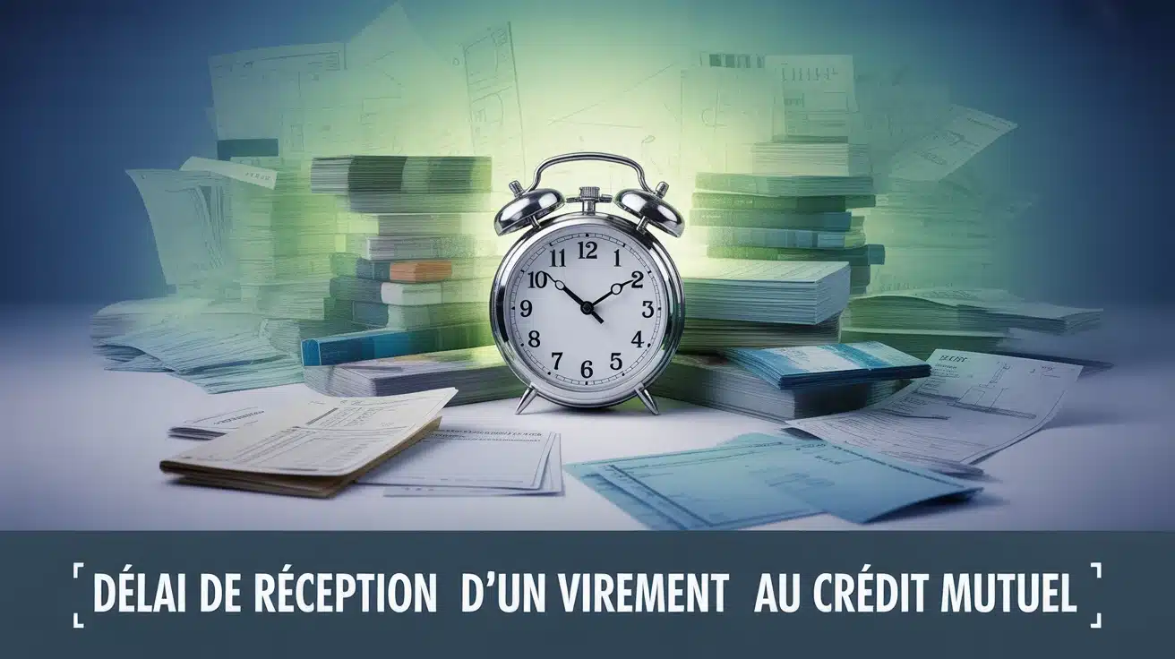 illustration délai de réception d un virement au Crédit Mutuel avec horloges et flux d argent
