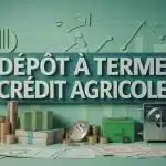 illustration dépôt à terme Crédit Agricole avec coffre-fort et pièces