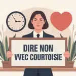 personne calme tenant panneau dire non avec courtoisie