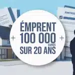 illustration vectorielle emprunt 100 000 euros sur 20 ans maison couple