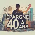 illustration épargne à 40 ans personne silhouette et éléments financiers
