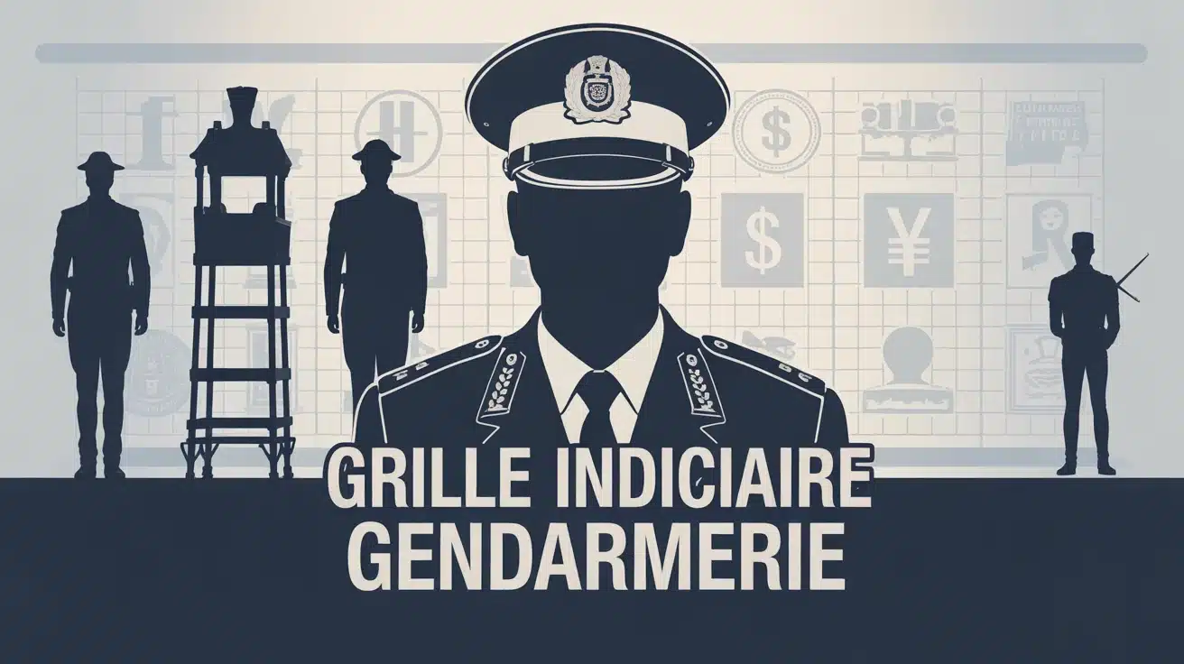 Illustration grille indiciaire gendarmerie avec silhouette et tableau indiciaire