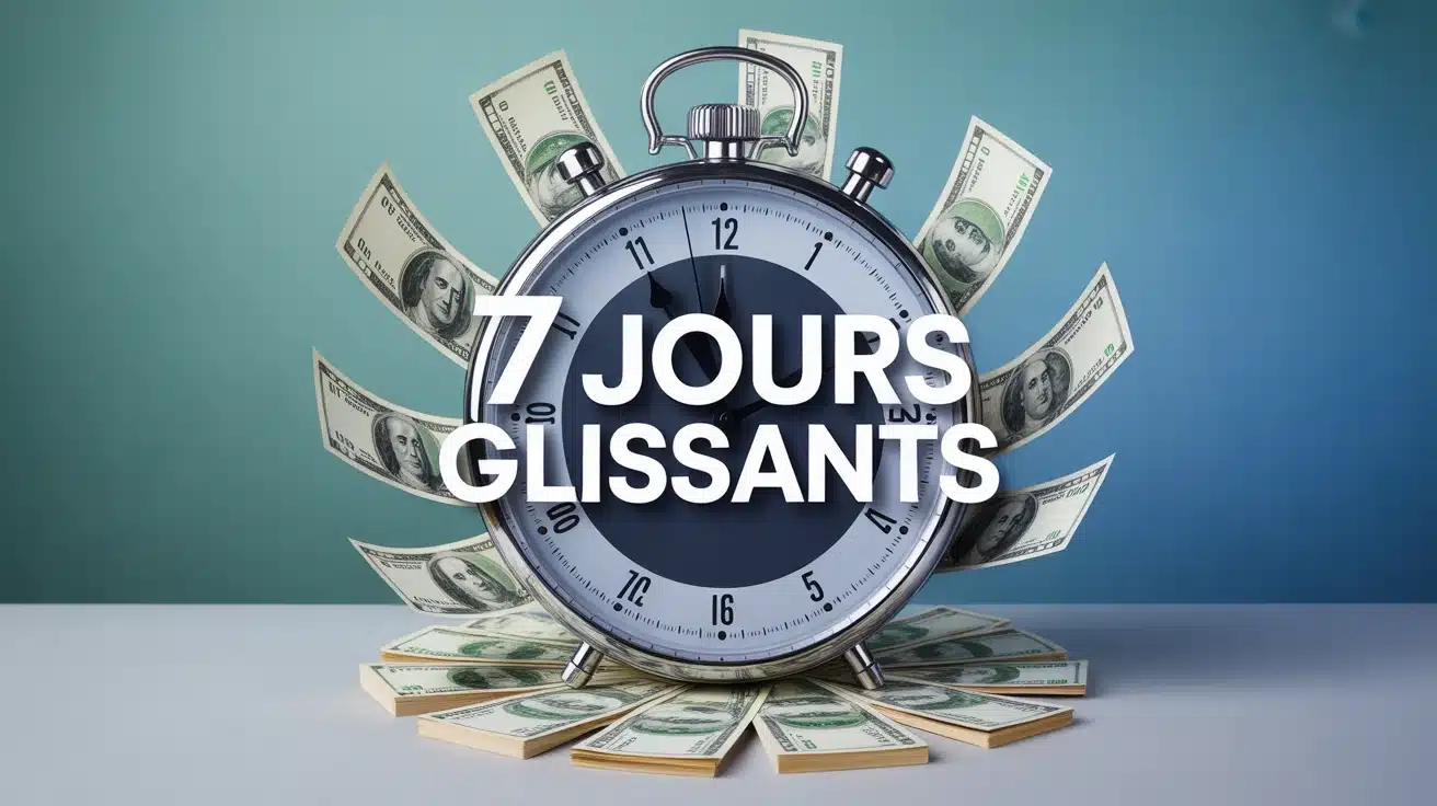 Illustration vectorielle 7 jours glissants avec horloge et carte bancaire