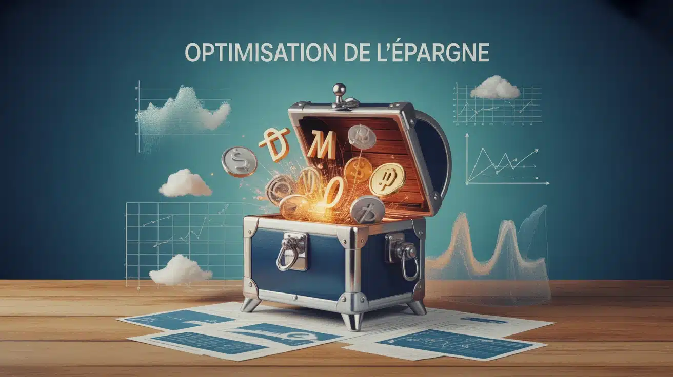 coffre fort ouvert avec symboles argent or actions optimisation de l épargne