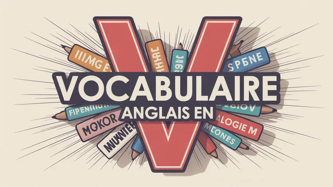 illustration vocabulaire anglais en V colorée et moderne