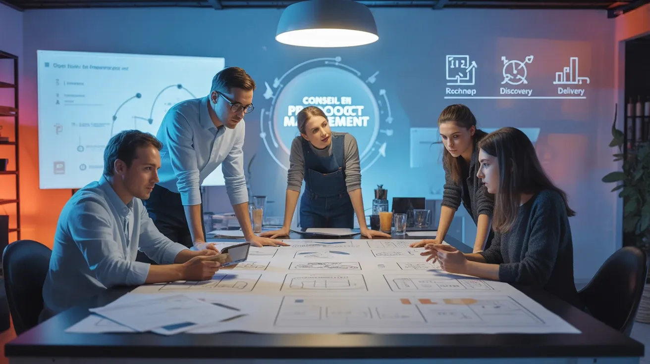 Conseil product management équipe tableau blanc