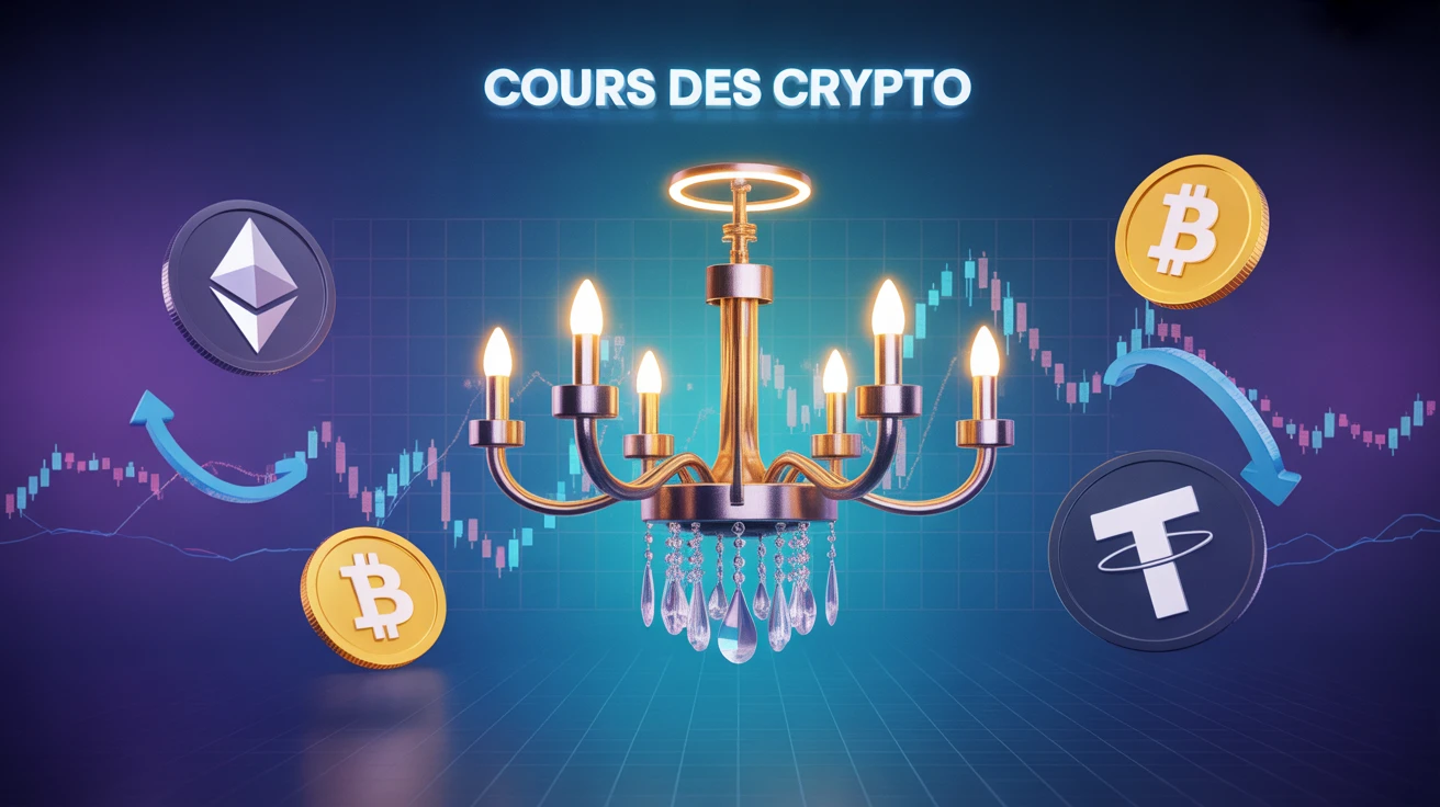 cours des crypto avec graphique et symboles