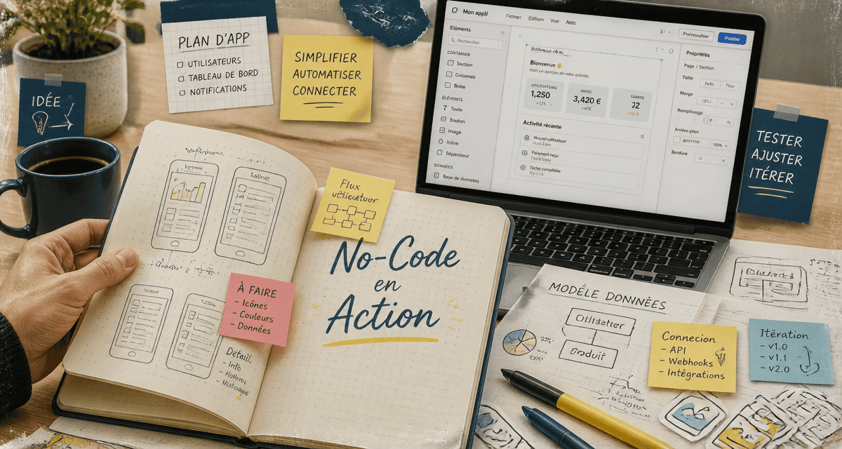 apprendre le no code carnet et ordinateur