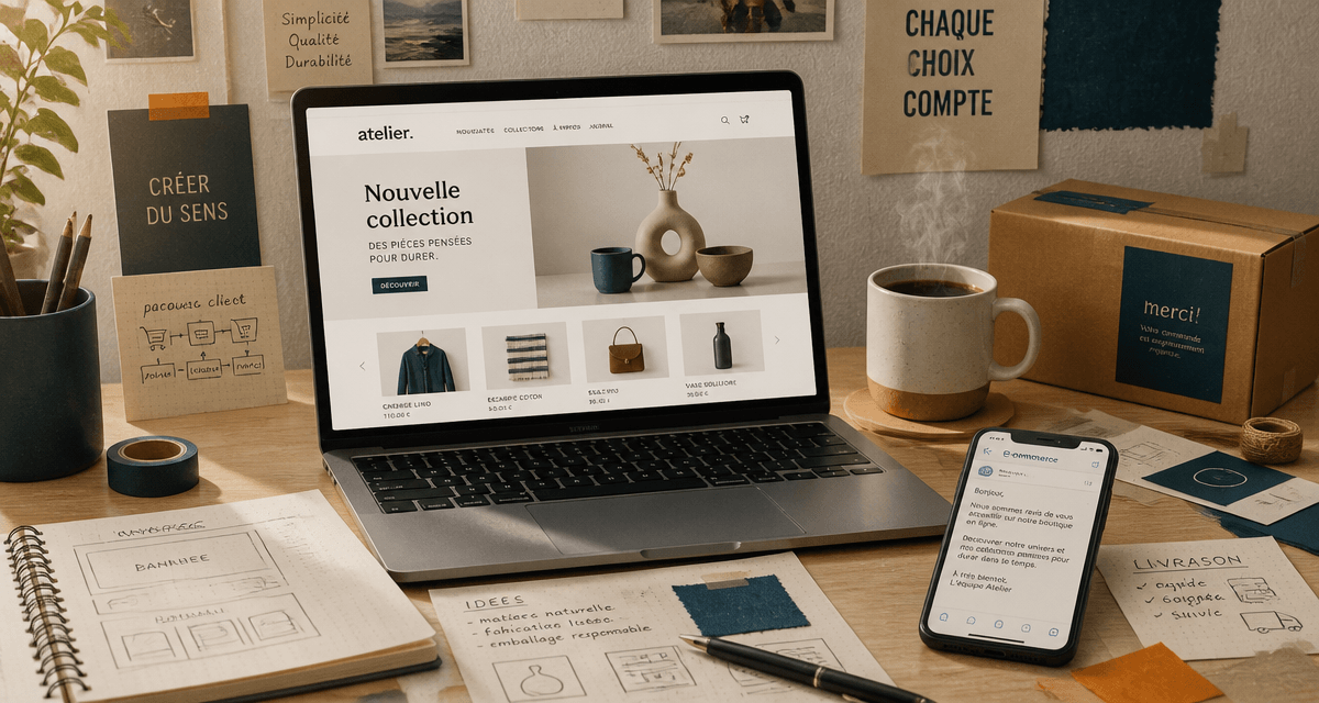 e commerce comment se lancer ordinateur maquette
