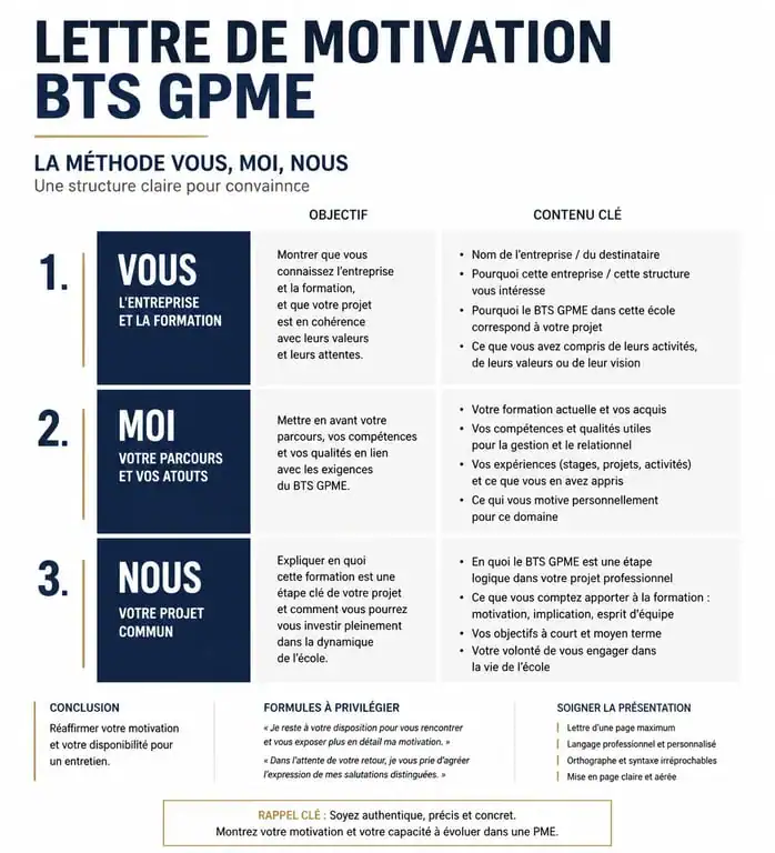 Structure idéale d'une lettre de motivation pour BTS Gestion de la PME