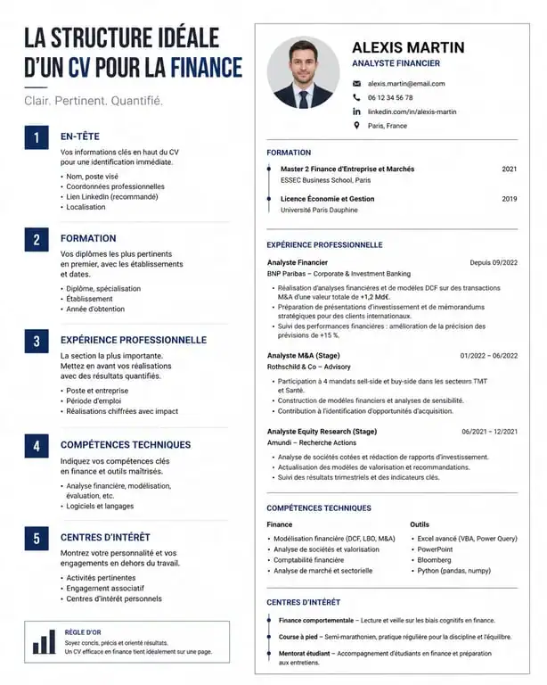 Structure idéale d'un template CV finance pour les recruteurs