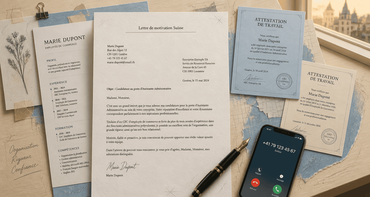 exemple lettre de motivation pour la suisse avec cv et certificats