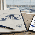 dossier permis bateau cpf sur table avec smartphone