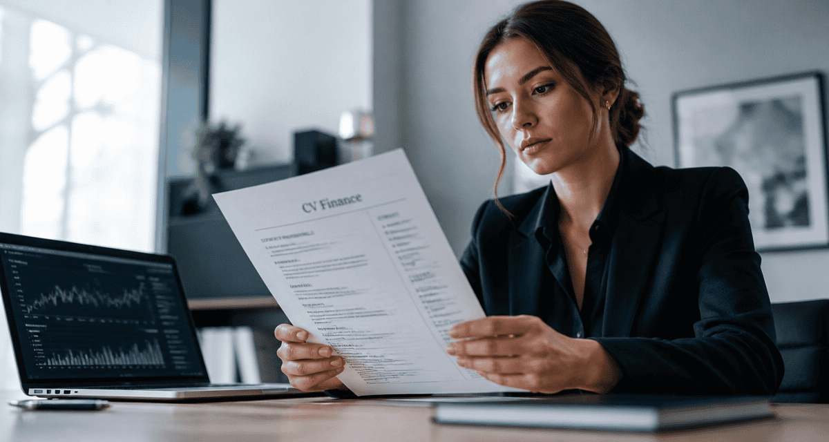 template cv finance sur bureau élégant