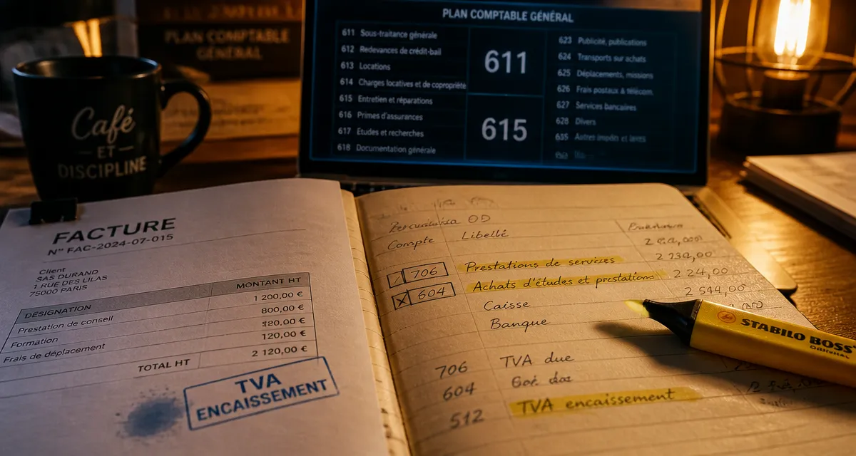 Compte comptable prestation de service : 706 et 604