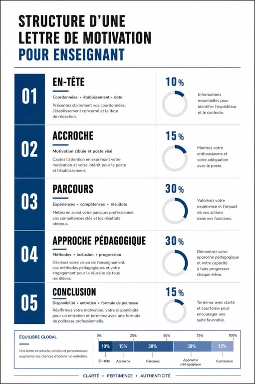 Structure type d'une lettre de motivation enseignant efficace