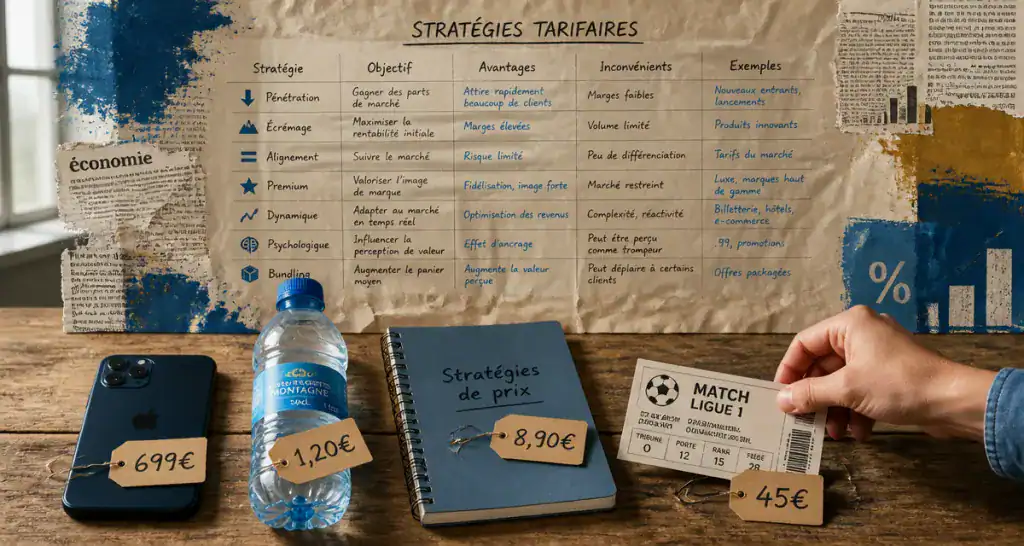 strategie de prix sur objets et tableau comparatif