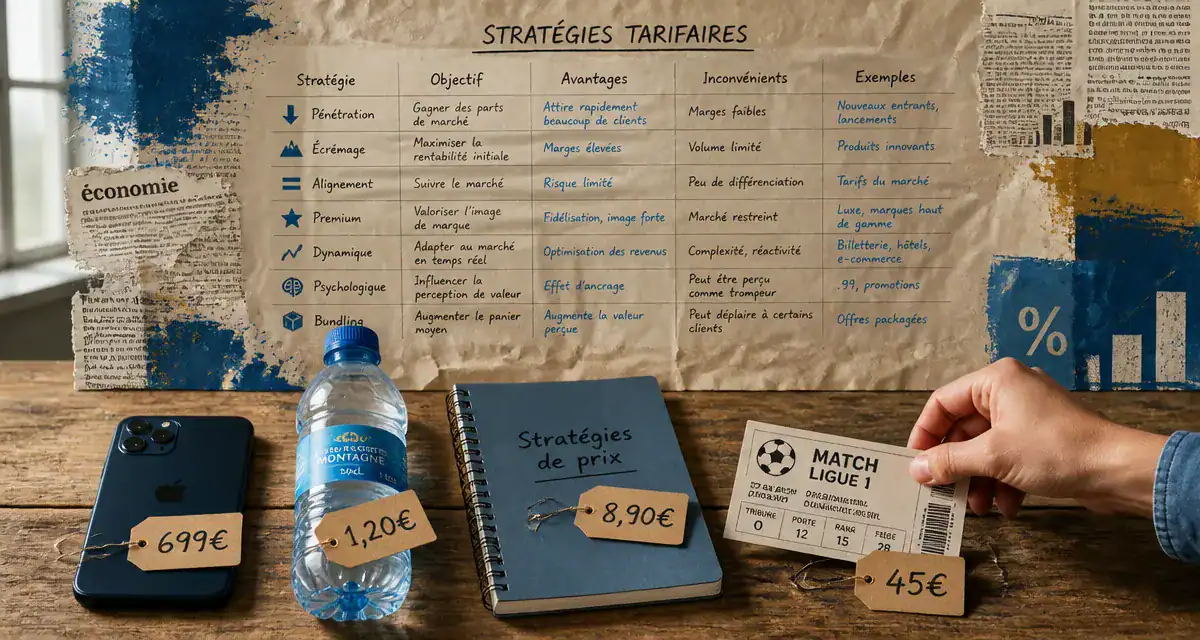 strategie de prix sur objets et tableau comparatif