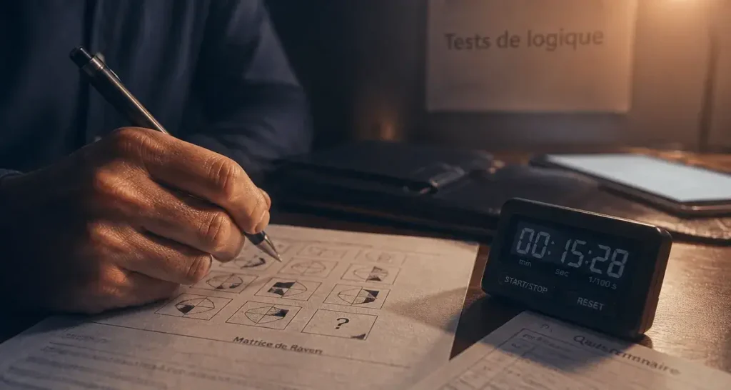 Tests psychotechniques : logique et raisonnement, candidat sur matrice de Raven