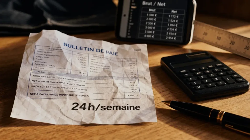 Calcul salaire 24h semaine : fiche de paie, brut net et net à payer