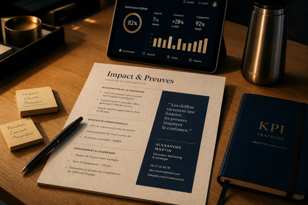 cv manager, preuves chiffrées pour entretien