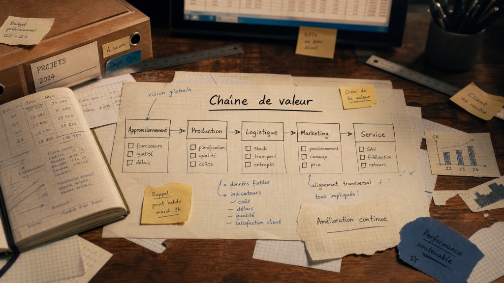 La chaine de valeur de porter : schéma des activités, coûts et marge