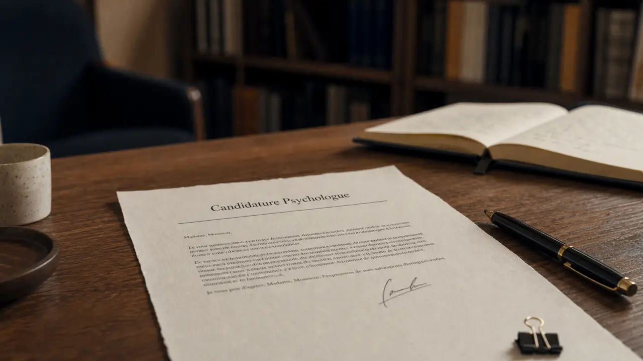 Lettre de motivation psychologue sur un bureau, cabinet de psychologue