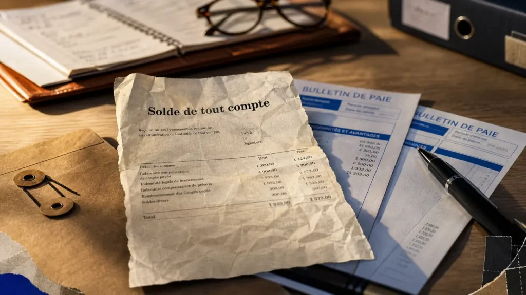 Solde de tout compte def : reçu et documents de paie