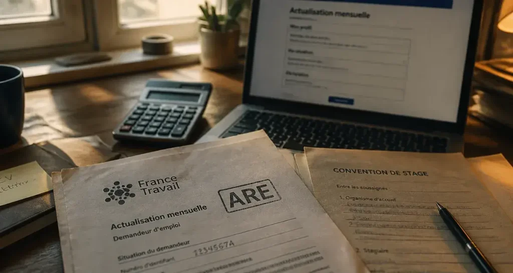 ARE chomage et stage : documents et calcul gratification de stage