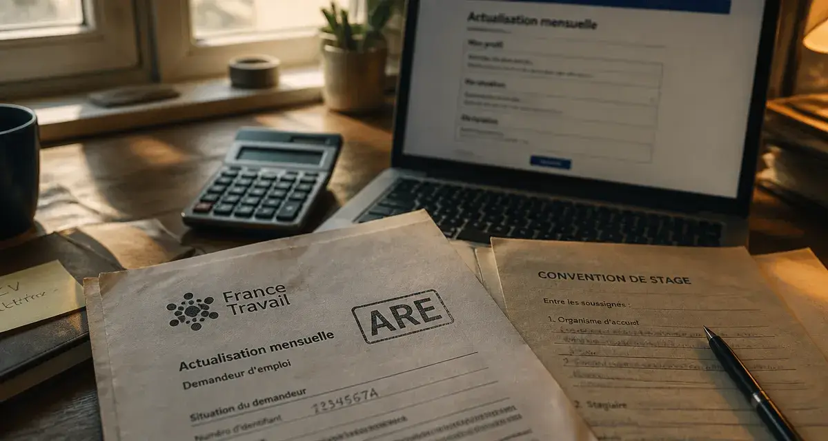 ARE chomage et stage : documents et calcul gratification de stage