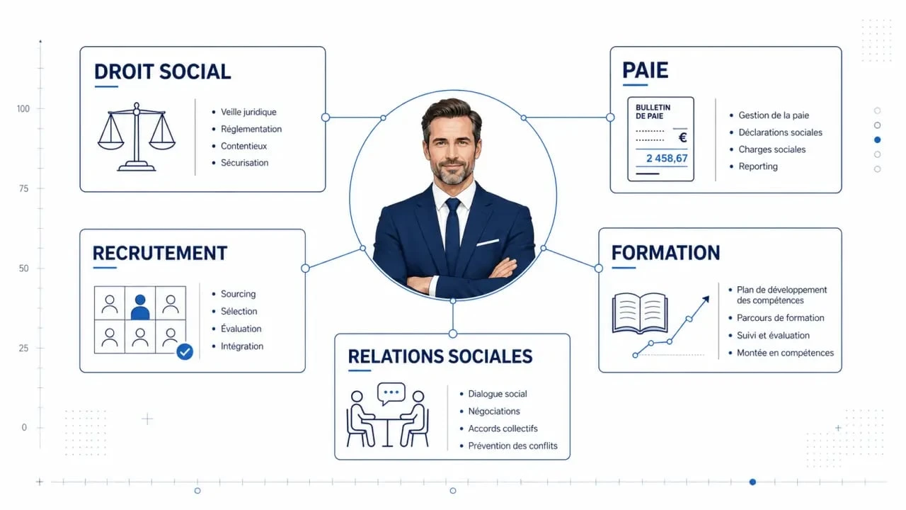 Infographie expert ressources humaines sur ses domaines d’intervention et critères de choix