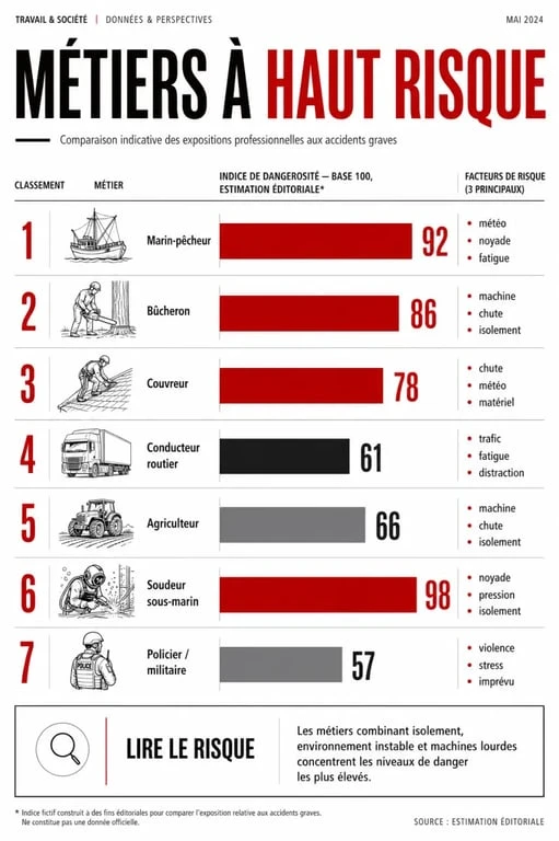 Métier dangereux : comparaison des risques principaux selon le métier