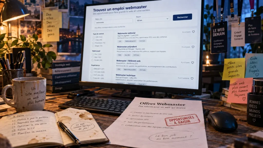Emploi webmaster : offres pertinentes via recherche élargie