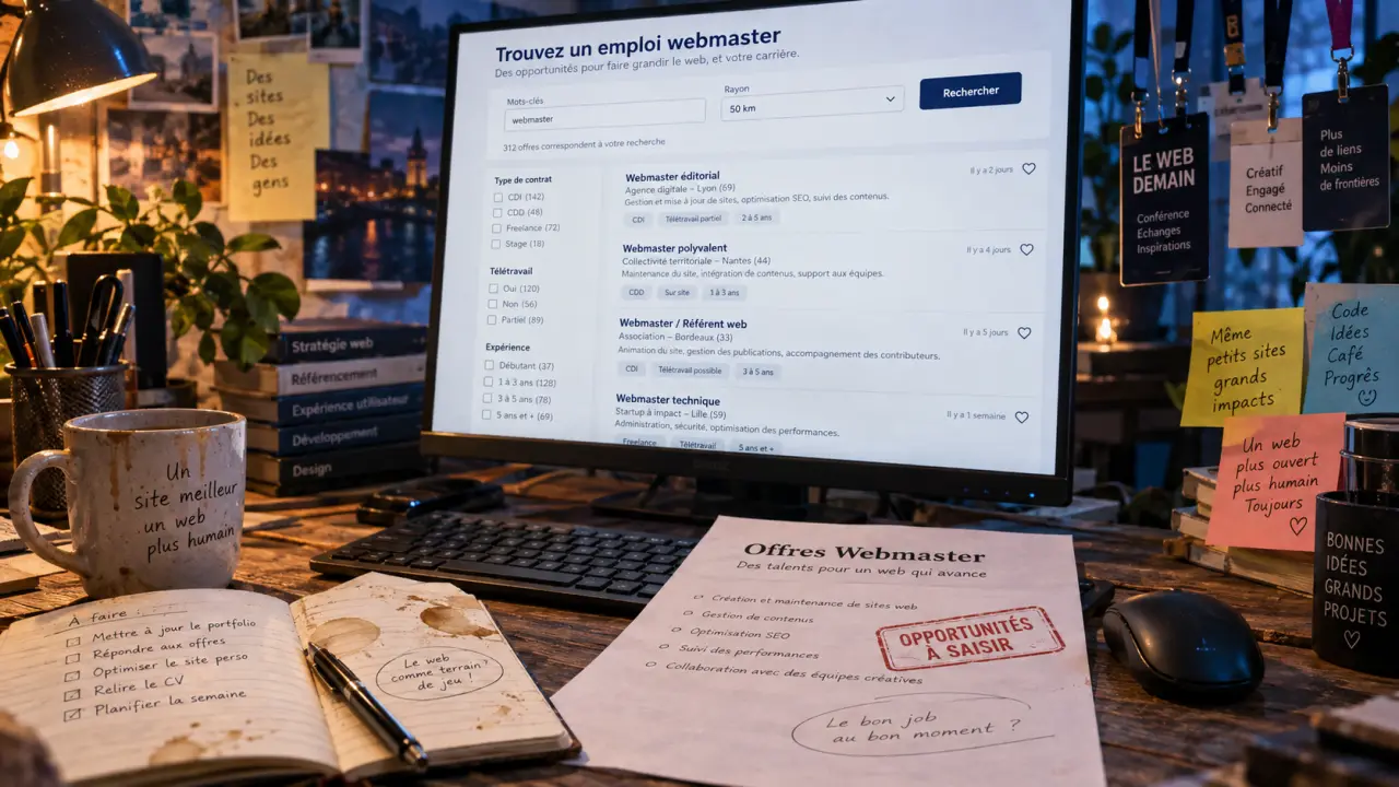 Emploi webmaster : offres pertinentes via recherche élargie