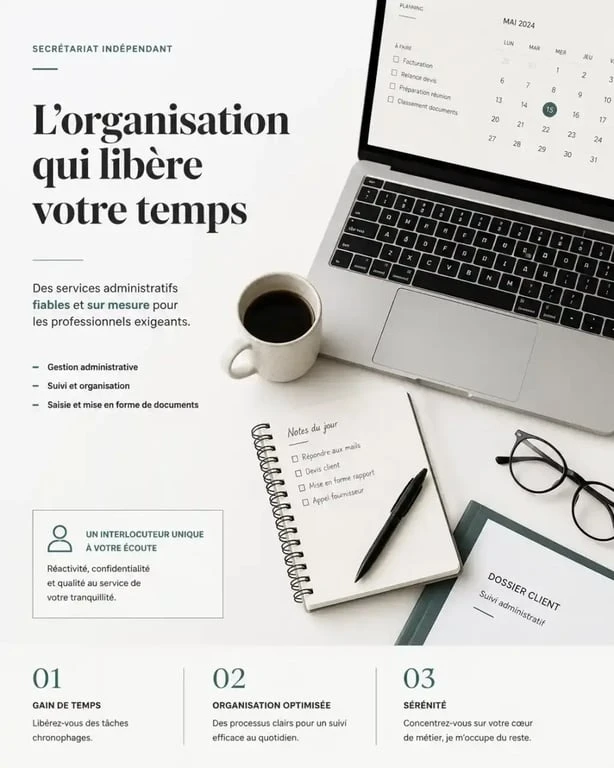Environnement de travail pour secrétaire indépendante