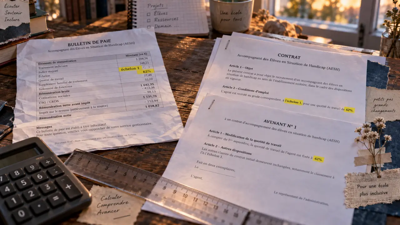 Salaire aesh 2025 : fiche de paie à 62 %