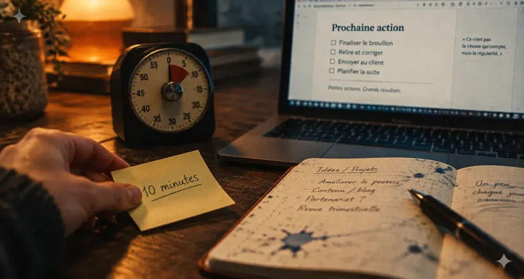 Comment se motiver pour travailler : timer 10 minutes et carnet ouvert