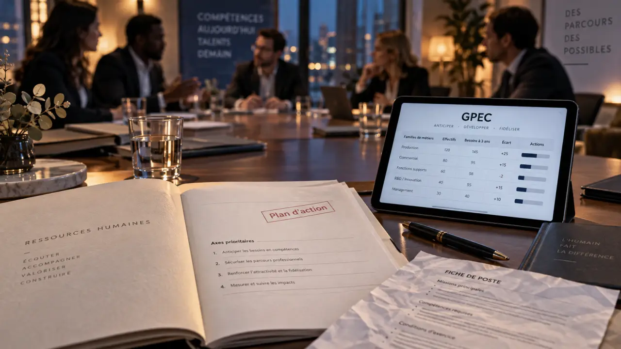 GPEC signification : dossier RH et tableau compétences, plan d’action