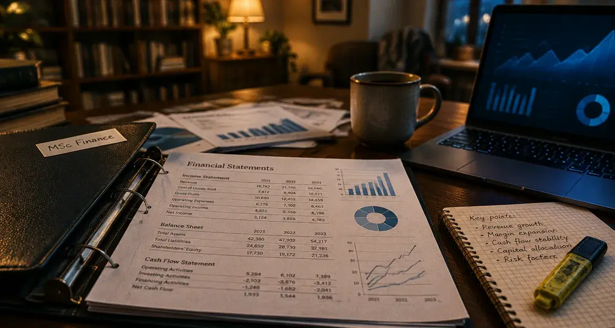 MSc finance et investissement : analyse financière sur table de bureau